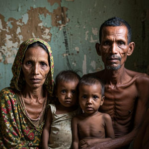 An emaciated family